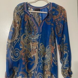 Hale Bob Vibrant Blue Paisley Blouse